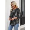 image:imageWIHOLL 34 Length Sleeve Womens Tops Pleated Front Crew Neck Blouses Dressy Casual Business Casual Spring Summer Shirts S3XL13  Black White Tie Dye