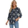 image:imageWIHOLL 34 Length Sleeve Womens Tops Pleated Front Crew Neck Blouses Dressy Casual Business Casual Spring Summer Shirts S3XL14  Navy Vintage Floral