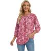 image:imageWIHOLL 34 Length Sleeve Womens Tops Pleated Front Crew Neck Blouses Dressy Casual Business Casual Spring Summer Shirts S3XL15  Pink Paisley