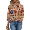 image:imageWIHOLL 34 Length Sleeve Womens Tops Pleated Front Crew Neck Blouses Dressy Casual Business Casual Spring Summer Shirts S3XL16  Beige Retro Floral