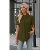 image:imageWIHOLL Womens Tops Short Puff Sleeve Shirts Mock Neck Pleated Spring Blouses Dressy Casual Business Casual Summer Outfits01  Army Green