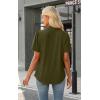 image:imageWIHOLL Womens Tops Short Puff Sleeve Shirts Mock Neck Pleated Spring Blouses Dressy Casual Business Casual Summer Outfits01  Army Green