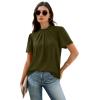 image:imageWIHOLL Womens Tops Short Puff Sleeve Shirts Mock Neck Pleated Spring Blouses Dressy Casual Business Casual Summer Outfits01  Army Green