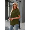 image:imageWIHOLL Womens Tops Short Puff Sleeve Shirts Mock Neck Pleated Spring Blouses Dressy Casual Business Casual Summer Outfits01  Army Green