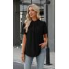 image:imageWIHOLL Womens Tops Short Puff Sleeve Shirts Mock Neck Pleated Spring Blouses Dressy Casual Business Casual Summer Outfits01  Black