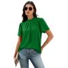 image:imageWIHOLL Womens Tops Short Puff Sleeve Shirts Mock Neck Pleated Spring Blouses Dressy Casual Business Casual Summer Outfits01  Green