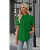 image:imageWIHOLL Womens Tops Short Puff Sleeve Shirts Mock Neck Pleated Spring Blouses Dressy Casual Business Casual Summer Outfits01  Green