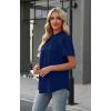 image:imageWIHOLL Womens Tops Short Puff Sleeve Shirts Mock Neck Pleated Spring Blouses Dressy Casual Business Casual Summer Outfits01  Navy Blue