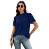 image:imageWIHOLL Womens Tops Short Puff Sleeve Shirts Mock Neck Pleated Spring Blouses Dressy Casual Business Casual Summer Outfits01  Navy Blue