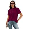 image:imageWIHOLL Womens Tops Short Puff Sleeve Shirts Mock Neck Pleated Spring Blouses Dressy Casual Business Casual Summer Outfits01  Purple Red