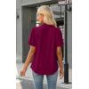 image:imageWIHOLL Womens Tops Short Puff Sleeve Shirts Mock Neck Pleated Spring Blouses Dressy Casual Business Casual Summer Outfits01  Purple Red