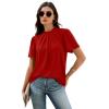 image:imageWIHOLL Womens Tops Short Puff Sleeve Shirts Mock Neck Pleated Spring Blouses Dressy Casual Business Casual Summer Outfits01  Red