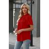 image:imageWIHOLL Womens Tops Short Puff Sleeve Shirts Mock Neck Pleated Spring Blouses Dressy Casual Business Casual Summer Outfits01  Red