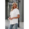 image:imageWIHOLL Womens Tops Short Puff Sleeve Shirts Mock Neck Pleated Spring Blouses Dressy Casual Business Casual Summer Outfits01  White