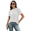 image:imageWIHOLL Womens Tops Short Puff Sleeve Shirts Mock Neck Pleated Spring Blouses Dressy Casual Business Casual Summer Outfits01  White