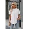 image:imageWIHOLL Womens Tops Short Puff Sleeve Shirts Mock Neck Pleated Spring Blouses Dressy Casual Business Casual Summer Outfits01  White