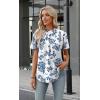 image:imageWIHOLL Womens Tops Short Puff Sleeve Shirts Mock Neck Pleated Spring Blouses Dressy Casual Business Casual Summer Outfits02  Blue White Floral