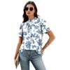 image:imageWIHOLL Womens Tops Short Puff Sleeve Shirts Mock Neck Pleated Spring Blouses Dressy Casual Business Casual Summer Outfits02  Blue White Floral