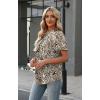 image:imageWIHOLL Womens Tops Short Puff Sleeve Shirts Mock Neck Pleated Spring Blouses Dressy Casual Business Casual Summer Outfits02  Coffee Zebra