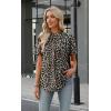 image:imageWIHOLL Womens Tops Short Puff Sleeve Shirts Mock Neck Pleated Spring Blouses Dressy Casual Business Casual Summer Outfits02  Leopard Print