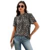 image:imageWIHOLL Womens Tops Short Puff Sleeve Shirts Mock Neck Pleated Spring Blouses Dressy Casual Business Casual Summer Outfits02  Leopard Print