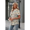 image:imageWIHOLL Womens Tops Short Puff Sleeve Shirts Mock Neck Pleated Spring Blouses Dressy Casual Business Casual Summer Outfits02  Retro Cream Floral