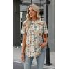 image:imageWIHOLL Womens Tops Short Puff Sleeve Shirts Mock Neck Pleated Spring Blouses Dressy Casual Business Casual Summer Outfits02  Retro Cream Floral