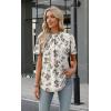 image:imageWIHOLL Womens Tops Short Puff Sleeve Shirts Mock Neck Pleated Spring Blouses Dressy Casual Business Casual Summer Outfits02  White Floral