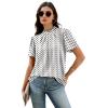image:imageWIHOLL Womens Tops Short Puff Sleeve Shirts Mock Neck Pleated Spring Blouses Dressy Casual Business Casual Summer Outfits02  White Polka Dot