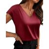 image:imageBlouses for Women Short Sleeve Tops Dressy Business Casual Outfits Summer Blouse Trendy 2026 Work Clothes Vneck Tshirts Dress Shirts Ladies Tops Cute Burgundy L
