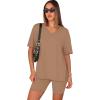 image:imageWIHOLL 2 Piece Lounge Sets for Women Summer Oversized Tshirts Biker Shorts Casual Airport Vacation OutfitsCoffee