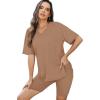 image:imageWIHOLL 2 Piece Lounge Sets for Women Summer Oversized Tshirts Biker Shorts Casual Airport Vacation OutfitsCoffee