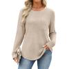 image:imageWIHOLL Long Sleeve Shirts for Women Waffle Knit Trendy Spring Fashion 2026 Dressy Casual Blouses Teacher OutfitsApricot