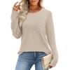 image:imageWIHOLL Long Sleeve Shirts for Women Waffle Knit Trendy Spring Fashion 2026 Dressy Casual Blouses Teacher OutfitsApricot