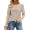 image:imageWIHOLL Long Sleeve Shirts for Women Waffle Knit Trendy Spring Fashion 2026 Dressy Casual Blouses Teacher OutfitsApricot