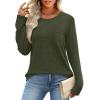 image:imageWIHOLL Long Sleeve Shirts for Women Waffle Knit Trendy Spring Fashion 2026 Dressy Casual Blouses Teacher OutfitsArmy Green