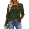 image:imageWIHOLL Long Sleeve Shirts for Women Waffle Knit Trendy Spring Fashion 2026 Dressy Casual Blouses Teacher OutfitsArmy Green