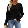 image:imageWIHOLL Long Sleeve Shirts for Women Waffle Knit Trendy Spring Fashion 2026 Dressy Casual Blouses Teacher OutfitsBlack