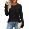 image:imageWIHOLL Long Sleeve Shirts for Women Waffle Knit Trendy Spring Fashion 2026 Dressy Casual Blouses Teacher OutfitsBlack