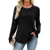 image:imageWIHOLL Long Sleeve Shirts for Women Waffle Knit Trendy Spring Fashion 2026 Dressy Casual Blouses Teacher OutfitsBlack