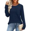 image:imageWIHOLL Long Sleeve Shirts for Women Waffle Knit Trendy Spring Fashion 2026 Dressy Casual Blouses Teacher OutfitsBlue
