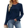 image:imageWIHOLL Long Sleeve Shirts for Women Waffle Knit Trendy Spring Fashion 2026 Dressy Casual Blouses Teacher OutfitsBlue