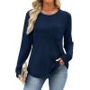 image:imageWIHOLL Long Sleeve Shirts for Women Waffle Knit Trendy Spring Fashion 2026 Dressy Casual Blouses Teacher OutfitsBlue