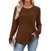 image:imageWIHOLL Long Sleeve Shirts for Women Waffle Knit Trendy Spring Fashion 2026 Dressy Casual Blouses Teacher OutfitsBrown