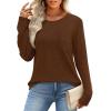 image:imageWIHOLL Long Sleeve Shirts for Women Waffle Knit Trendy Spring Fashion 2026 Dressy Casual Blouses Teacher OutfitsBrown