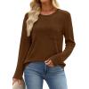 image:imageWIHOLL Long Sleeve Shirts for Women Waffle Knit Trendy Spring Fashion 2026 Dressy Casual Blouses Teacher OutfitsBrown