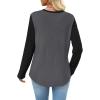 image:imageWIHOLL Long Sleeve Shirts for Women Waffle Knit Trendy Spring Fashion 2026 Dressy Casual Blouses Teacher OutfitsColor Block Grey