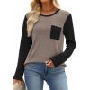 image:imageWIHOLL Long Sleeve Shirts for Women Waffle Knit Trendy Spring Fashion 2026 Dressy Casual Blouses Teacher OutfitsColor Block Khaki