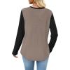 image:imageWIHOLL Long Sleeve Shirts for Women Waffle Knit Trendy Spring Fashion 2026 Dressy Casual Blouses Teacher OutfitsColor Block Khaki