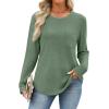image:imageWIHOLL Long Sleeve Shirts for Women Waffle Knit Trendy Spring Fashion 2026 Dressy Casual Blouses Teacher OutfitsGreen